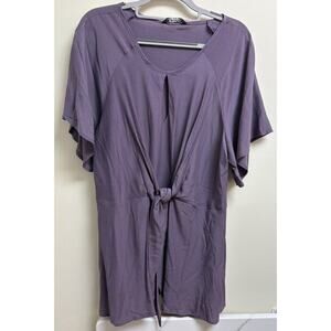 Bloomchic Women’s Purple Tie Front Blouse Plus Size 14-16 Short Sleeve NWT